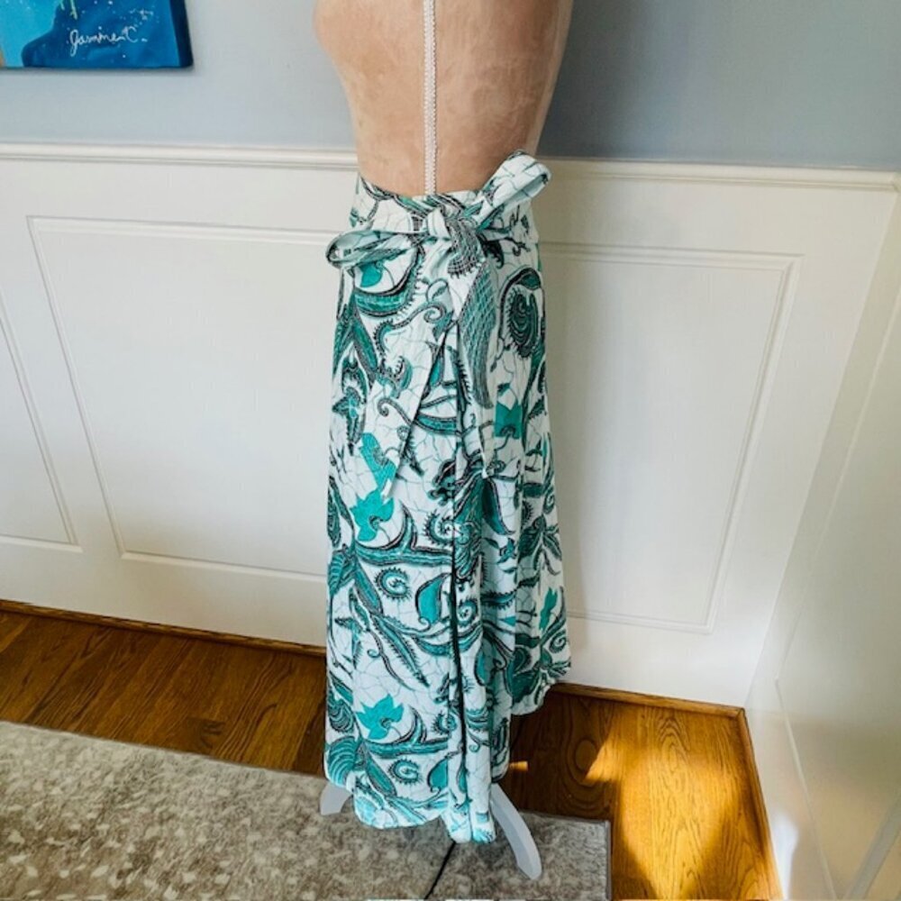 Love the Label Elyna Cotton Wrap Maxi Skirt Sasha Emerald Print NEW NWT Large - Picture 5 of 9